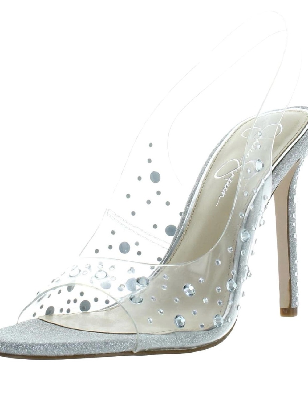 Jessica Simpson Women's Jaisey Rhinestone Slingback Pump silver clear